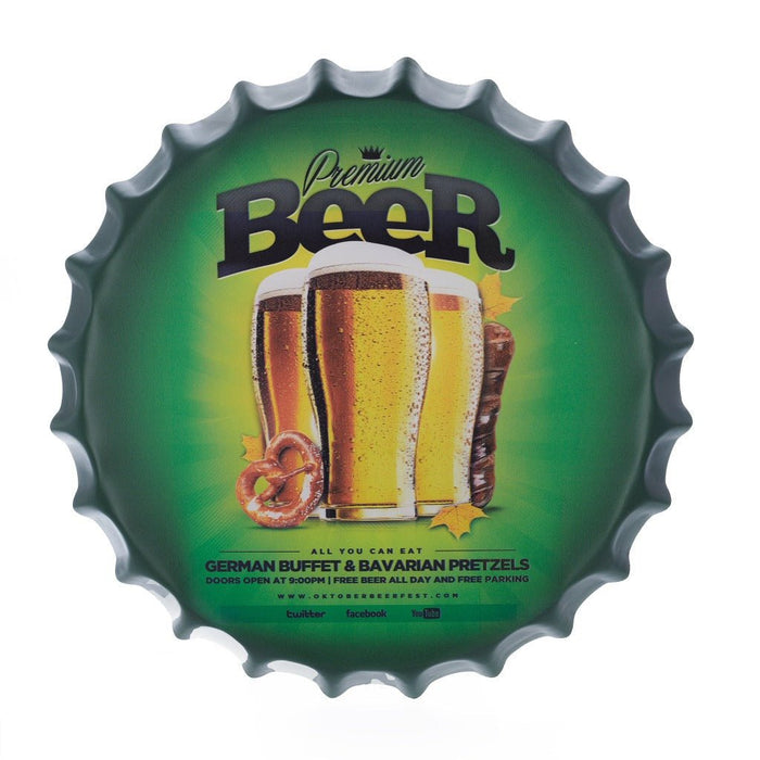 Bottle Caps wall decor sign - Premium Beer  (14"x14")