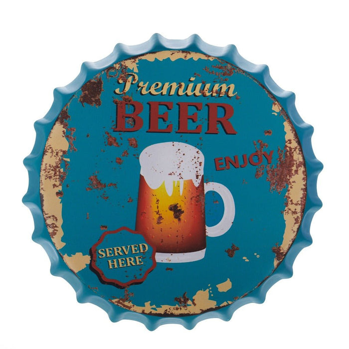 Bottle Caps wall decor sign - Premium Beer Enjoy (14"x14")