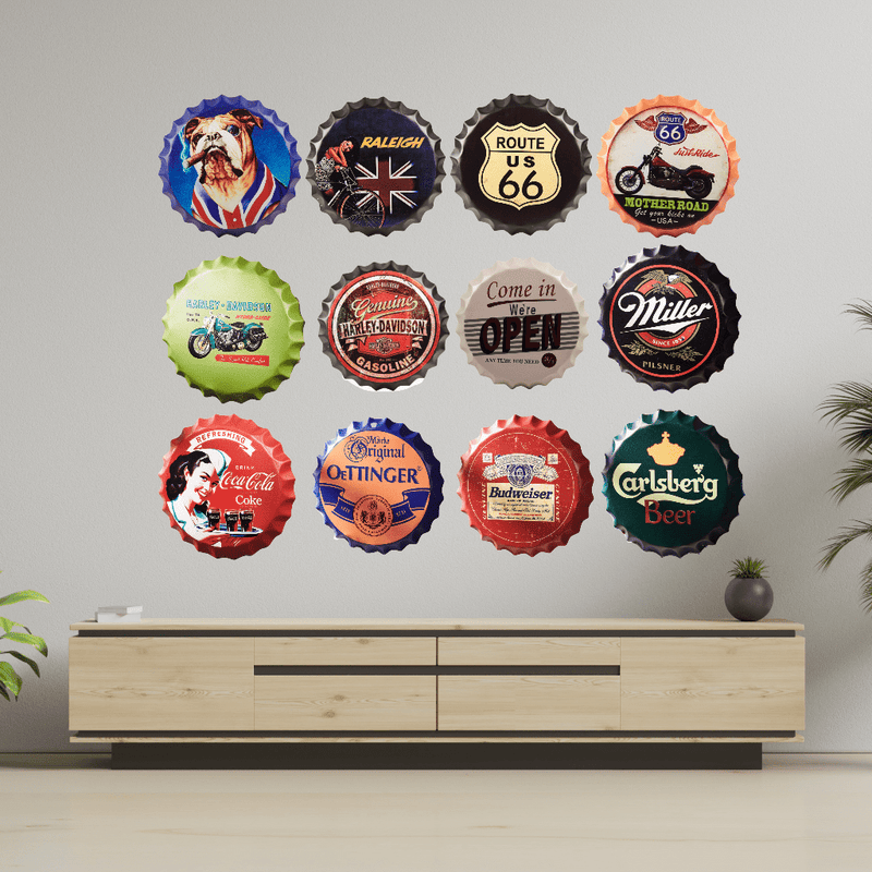 Bottle Caps wall sign -  Raleigh (14"x14") - eazy wagon