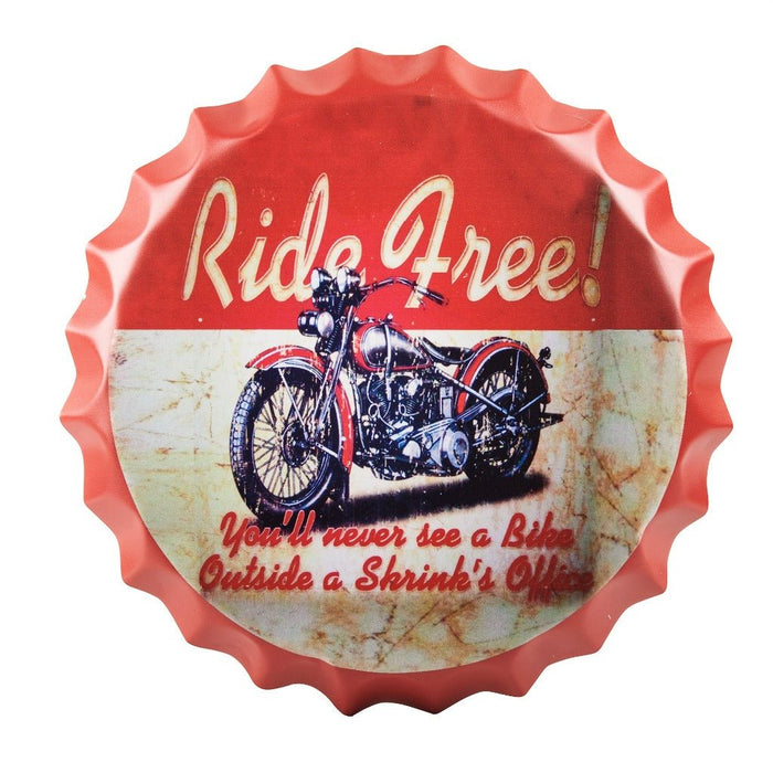 Bottle Caps wall sign - Ride Free Harley (14"x14") - eazy wagon