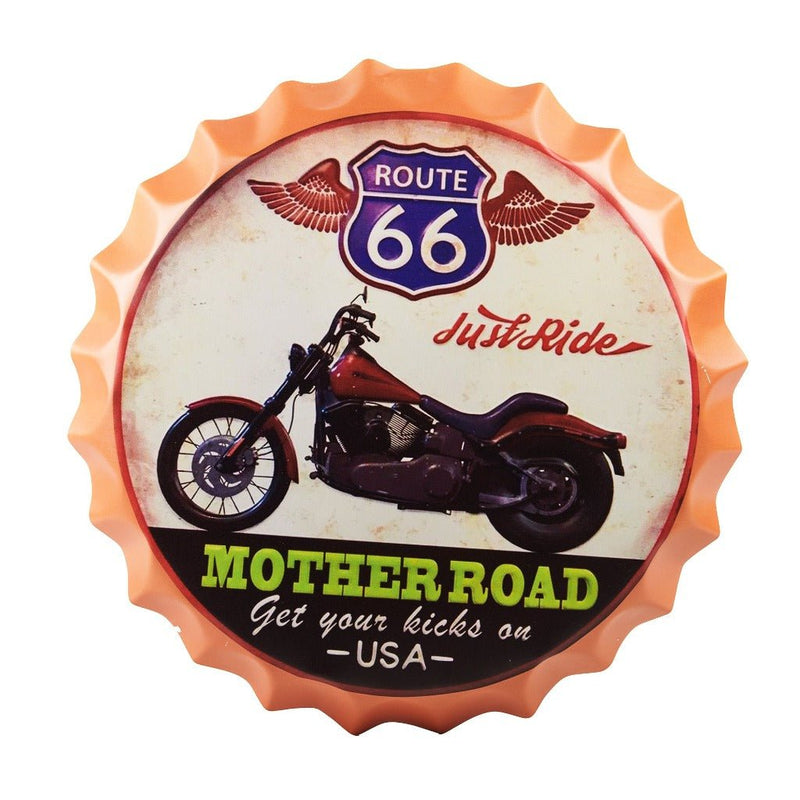 Bottle Caps wall sign - Route 66 Mother road (14"x14") - eazy wagon