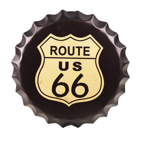 Bottle Caps wall sign - Route US 66 Black (14"x14") - eazy wagon