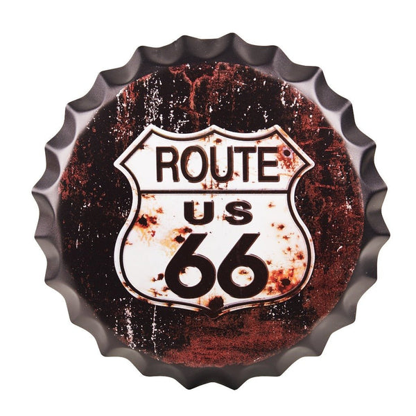 Bottle Caps wall sign - Route US 66 Retro (14"x14") - eazy wagon