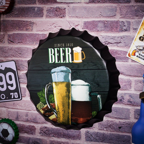 Bottle Caps wall decor sign - Since 1810 Beer  (14"x14")