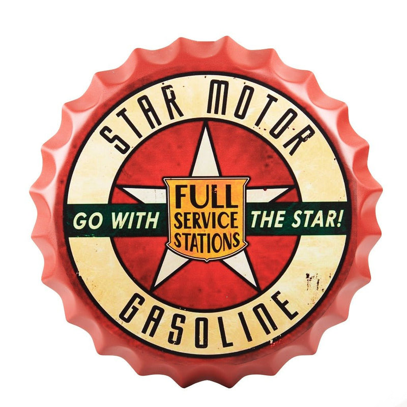 Bottle Caps wall sign - Star Motor Service station  (14"x14") - eazy wagon