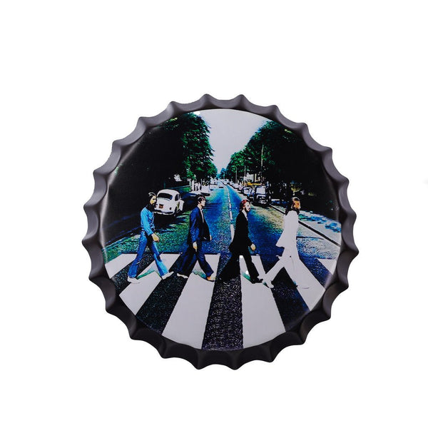 Bottle Caps wall decor sign -  The Beatles Abby Road (14"x14")