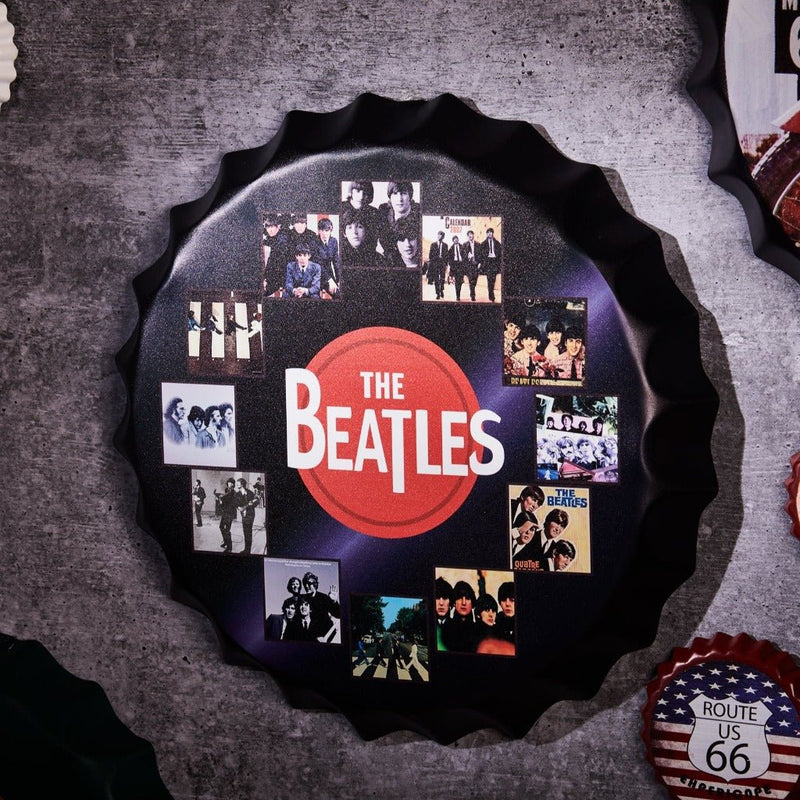 Bottle Caps wall sign - The Beatles CD (14"x14") - eazy wagon