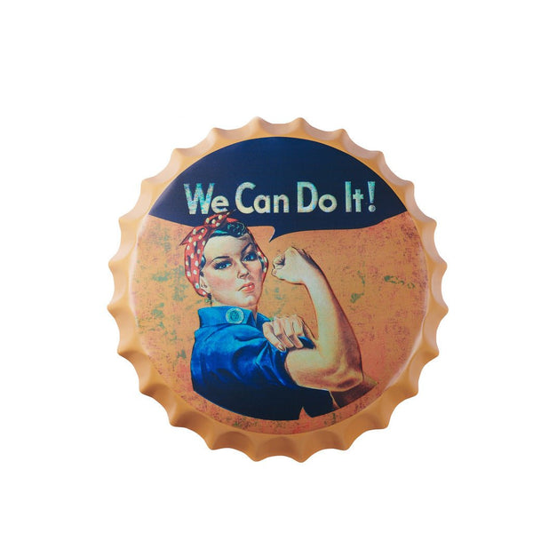 Bottle Caps wall decor sign - We Can Do It (14"x14")