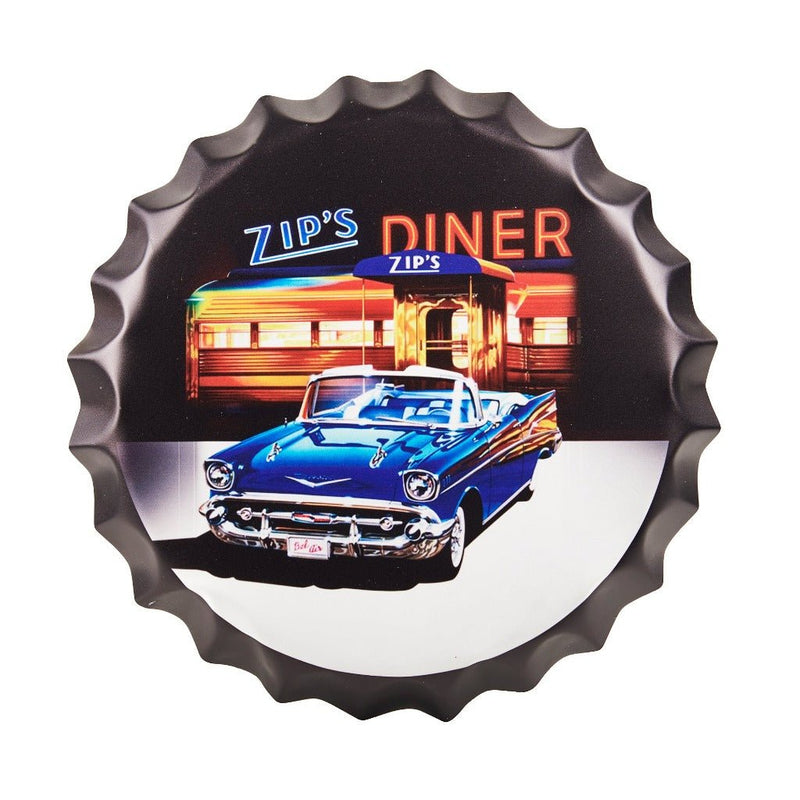 Bottle Caps wall sign - Zip's Diner (14"x14") - eazy wagon