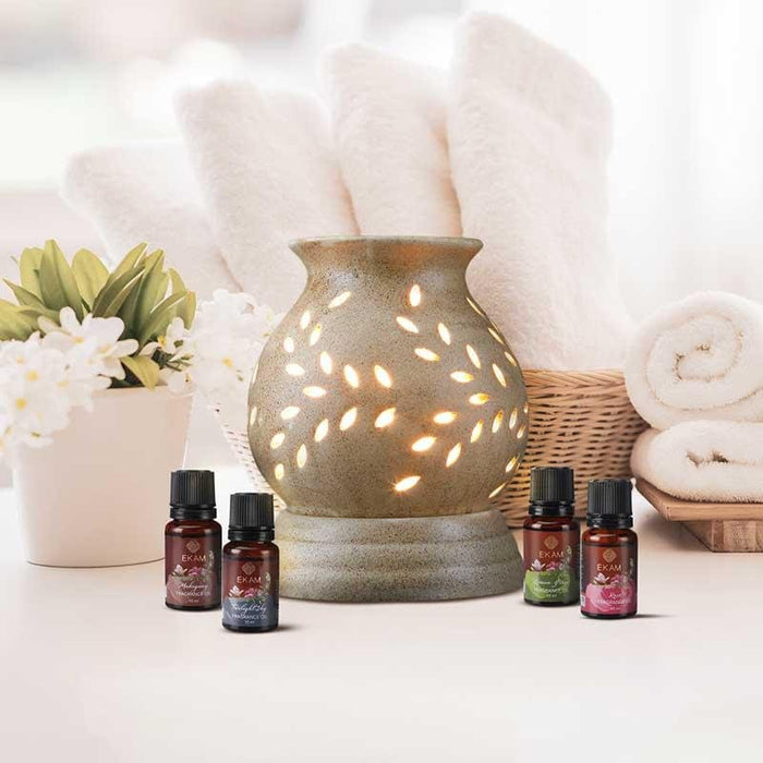 Ekam - ELECTRIC OIL WARMER WITH 4 PACK FRAGRANCE OIL (crmrnd) - eazy wagon