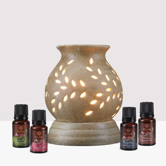 Ekam - ELECTRIC OIL WARMER WITH 4 PACK FRAGRANCE OIL (crmrnd) - eazy wagon