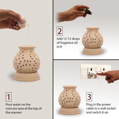 Ekam - ELECTRIC OIL WARMER WITH 4 PACK FRAGRANCE OIL (crmrnd) - eazy wagon