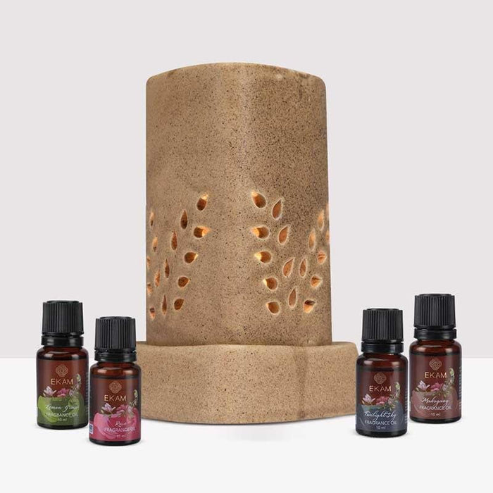 Ekam - ELECTRIC OIL WARMER WITH 4 PACK FRAGRANCE OIL (crmtri) - eazy wagon