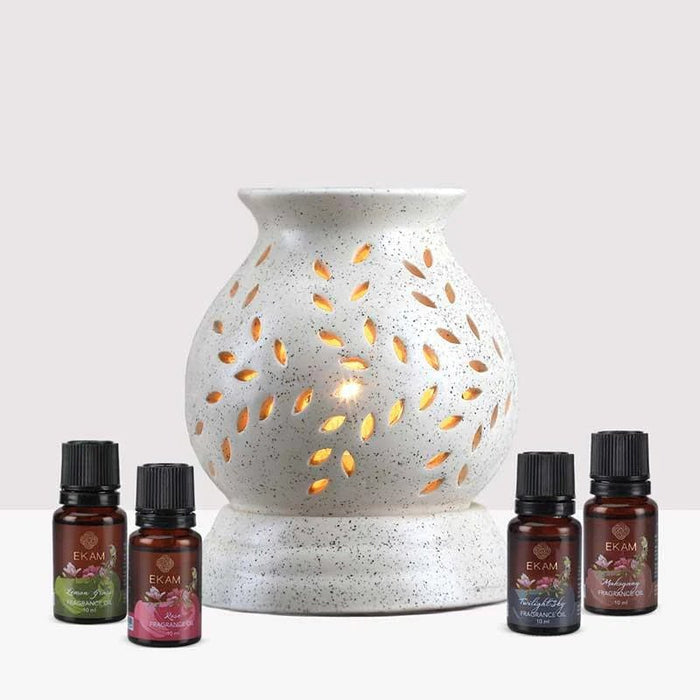 Ekam - ELECTRIC OIL WARMER WITH 4 PACK FRAGRANCE OIL (gryrnd) - eazy wagon