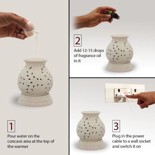 Ekam - ELECTRIC OIL WARMER WITH 4 PACK FRAGRANCE OIL (gryrnd) - eazy wagon
