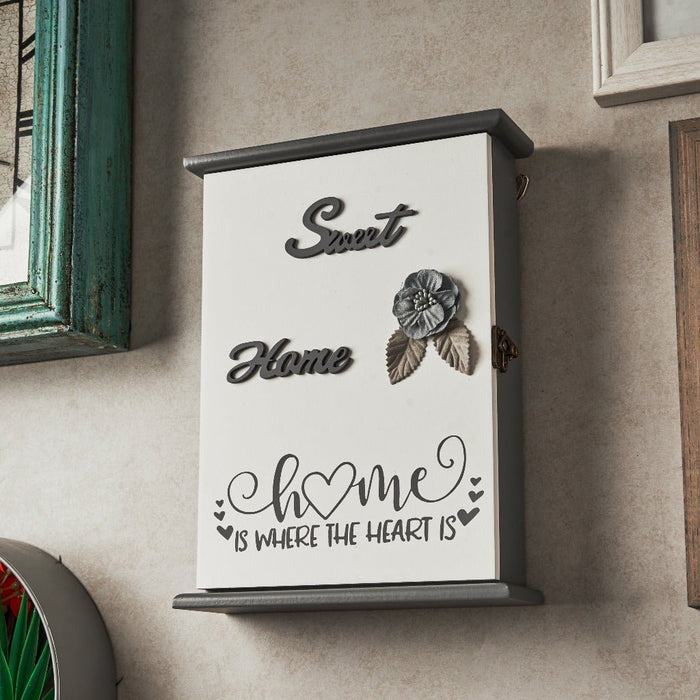 Key Box Wall Hanging - Sweet Home Is Where The Heart Is (5 Hooks)