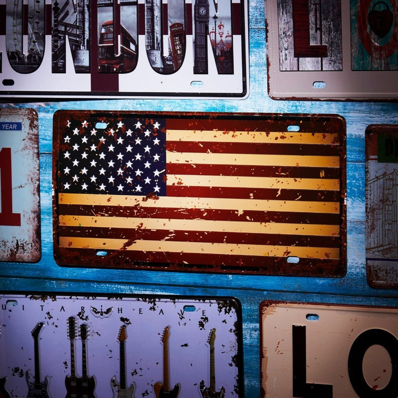 Number Plates wall sign - American Flag