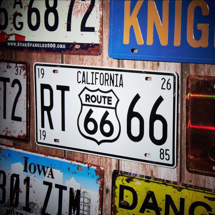 Number Plates wall sign - California Route 66 white