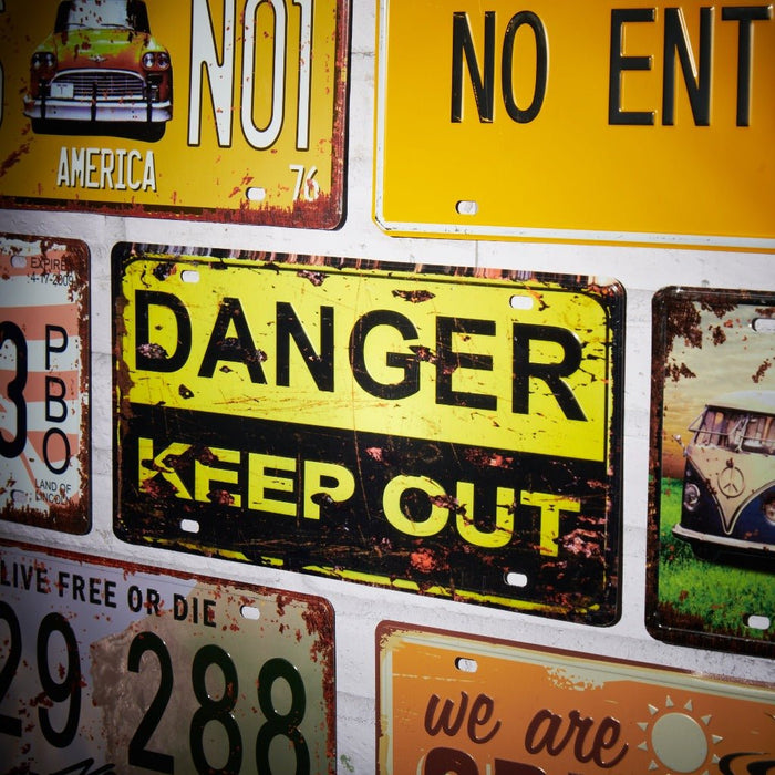 Number Plates wall sign - danger keep out