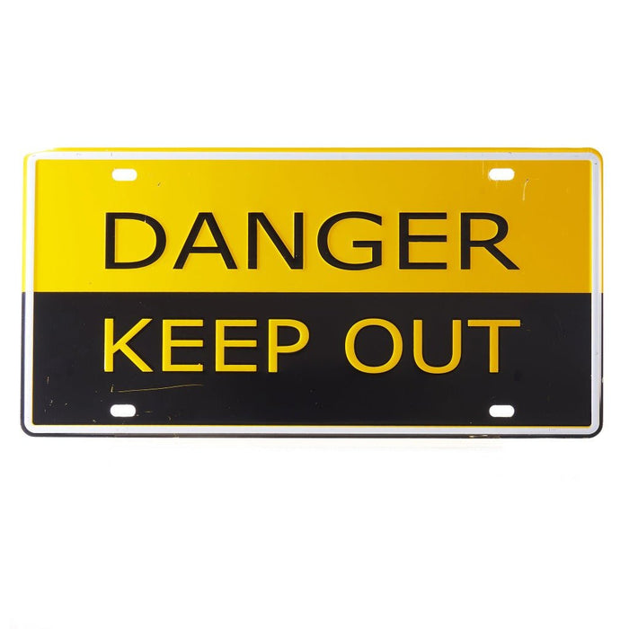 Number Plates wall sign - Danger Keep Out Yellow