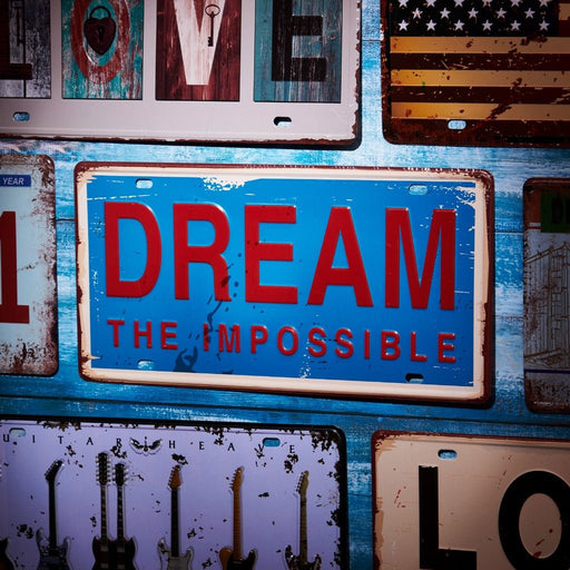 Number Plates wall sign - Dream the impossible - eazy wagon