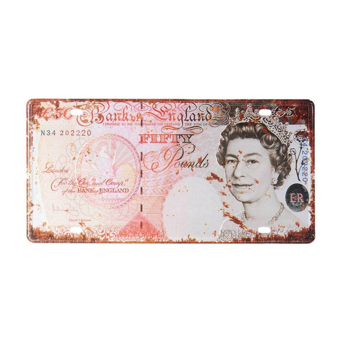 Number Plates wall sign - Fifty Pounds