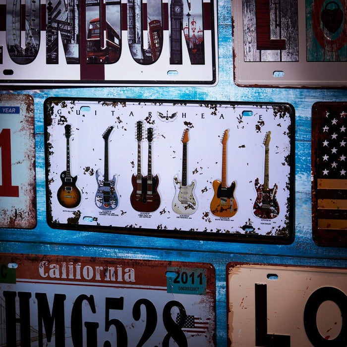 Number Plates wall sign - Guitar's