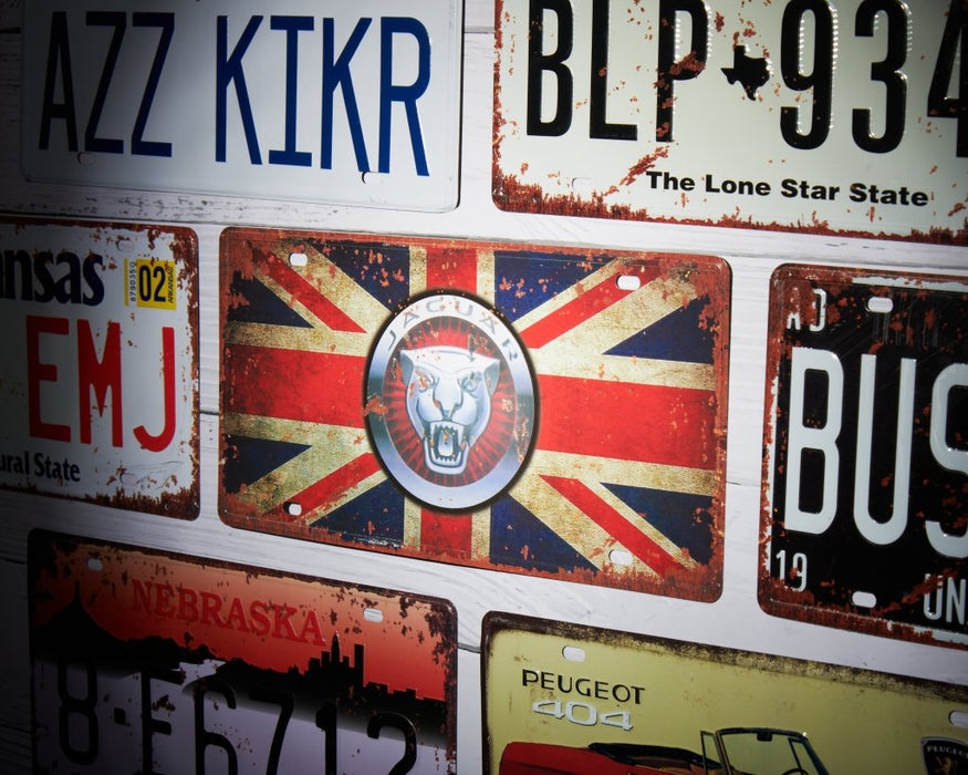 Number Plates wall sign - Jaguar UK Flag
