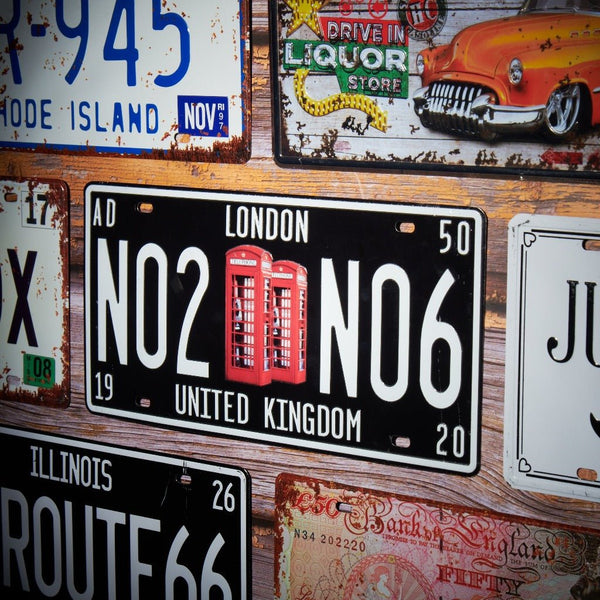 Number Plates wall sign - London Telephone Booth