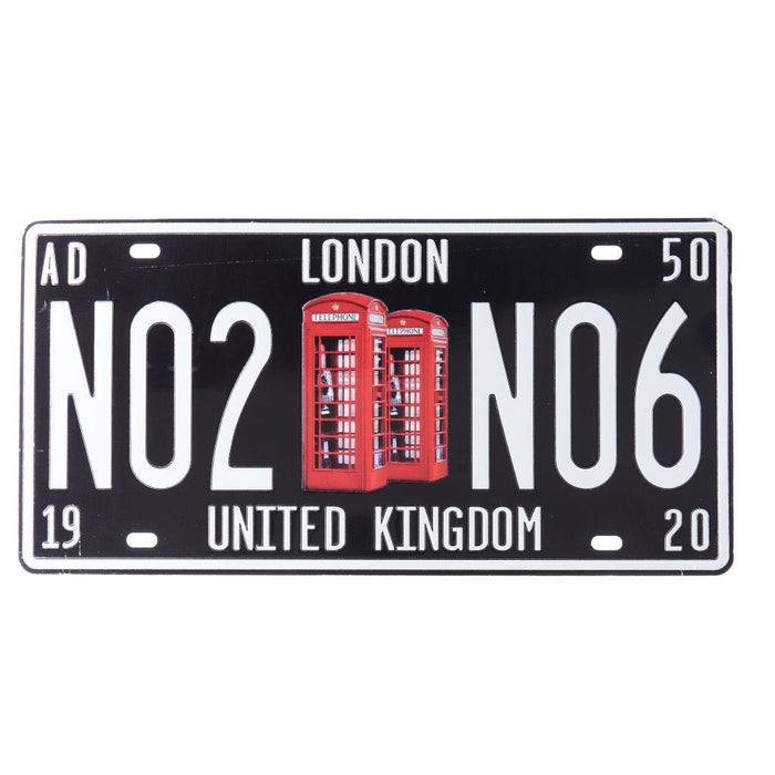 Number Plates wall sign - London Telephone Booth