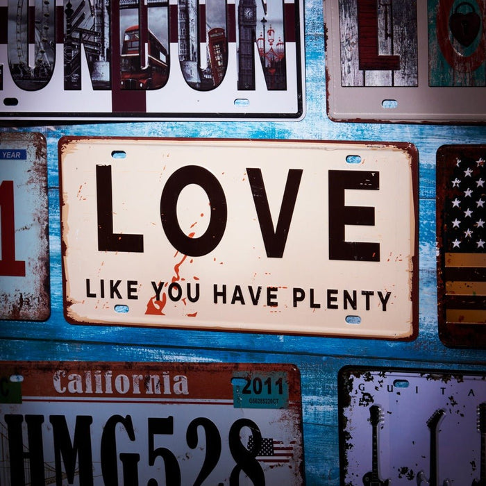 Number Plates wall sign - Love like you have plenty