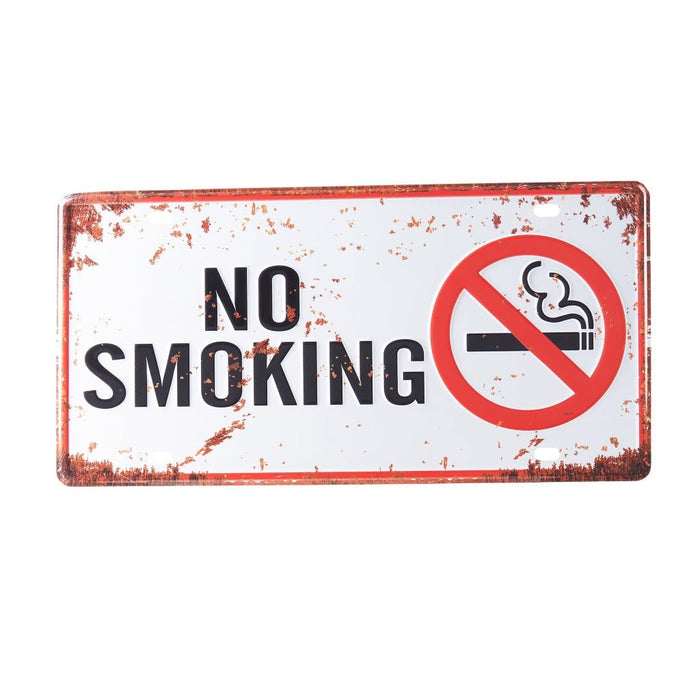 Number Plates wall sign - No Smoking White