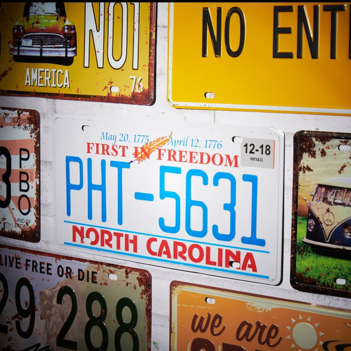 Number Plates wall sign - North Carolina PHT-5631