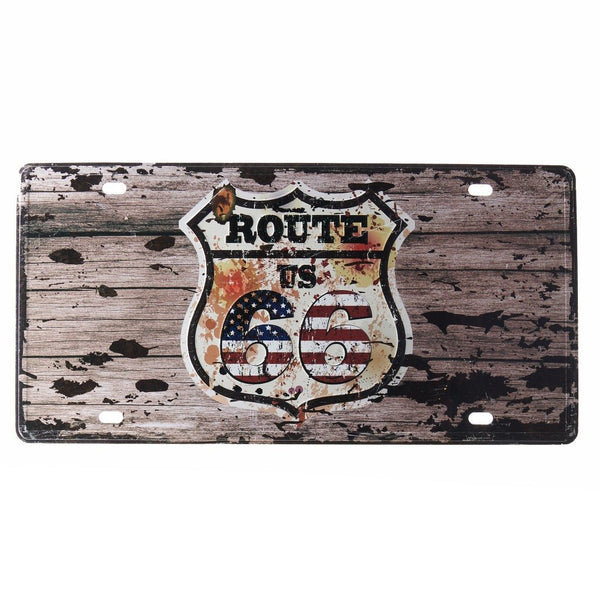 Number Plates wall sign - Route us 66 wood