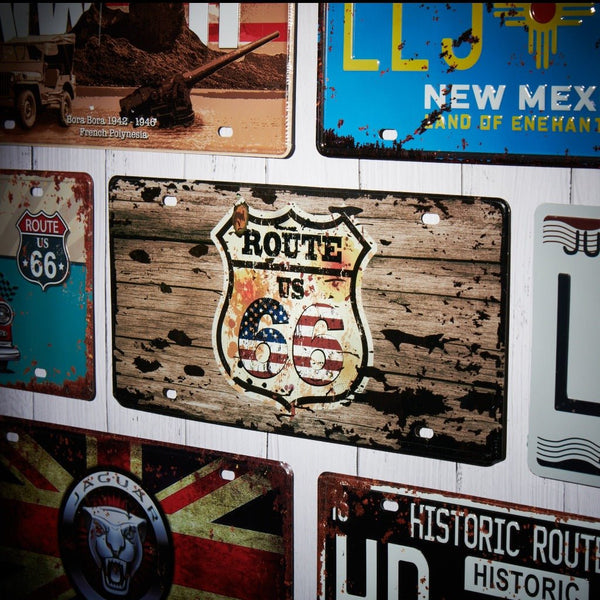 Number Plates wall sign - Route us 66 wood