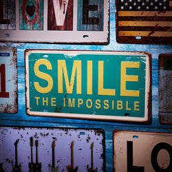 Number Plates wall sign - Smile the impossible - eazy wagon