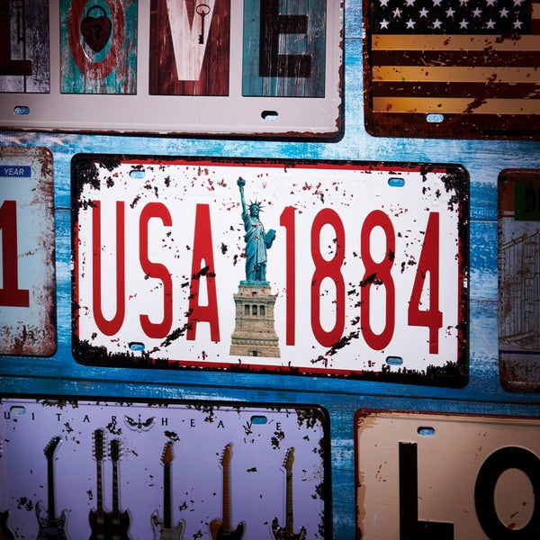 Number Plates wall sign - USA 1884 - eazy wagon