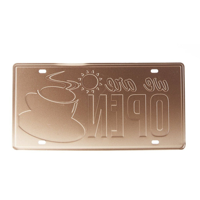 Number Plates wall sign - We are open Coffee