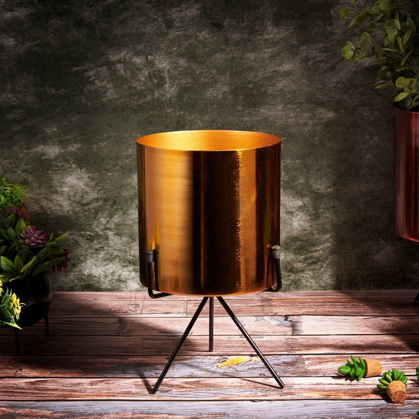 Planter stand - Cylindrical planter (Gold) - eazy wagon
