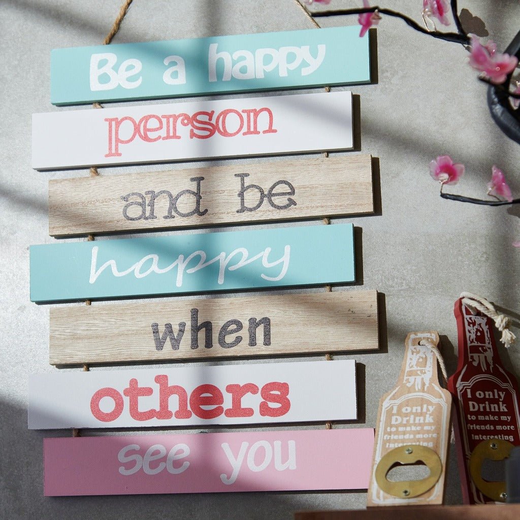 Positive Quotes Wall Hanging - Be A Happy Person