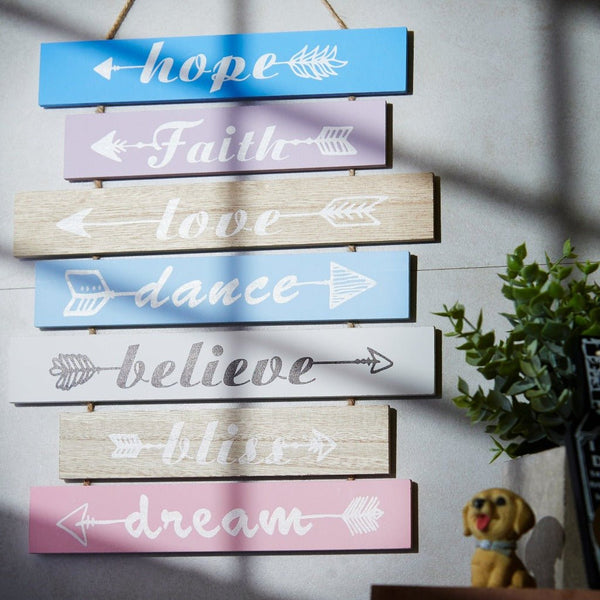 Positive Quotes Wall Hanging - Hope Faith Love