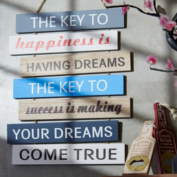 Positive Quotes Wall Hanging - The Key To Happiness