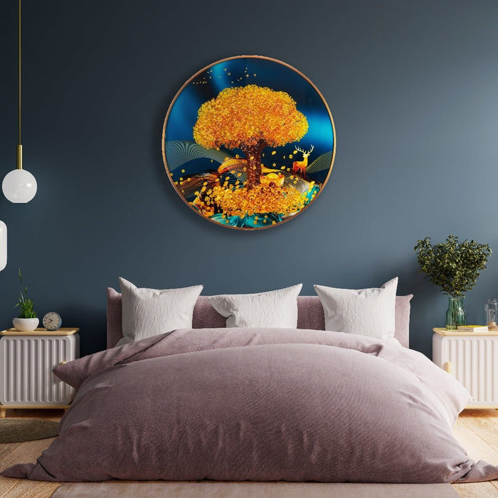 Resin Metal Frames - Golden tree Deer (32" X 32")