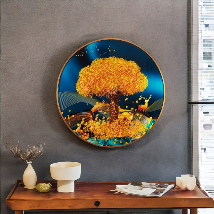 Resin Metal Frames - Golden tree Deer (32" X 32")
