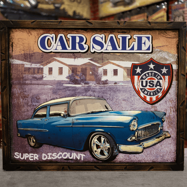 Retro Wall Frame - Blue Chevy Bel Air 1957 - eazy wagon
