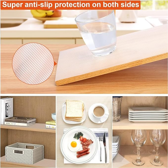 Shelf Liners for Kitchen Plastic - Transparent White