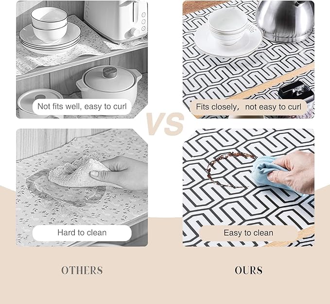 Shelf Liners for Kitchen Plastic - White Maze