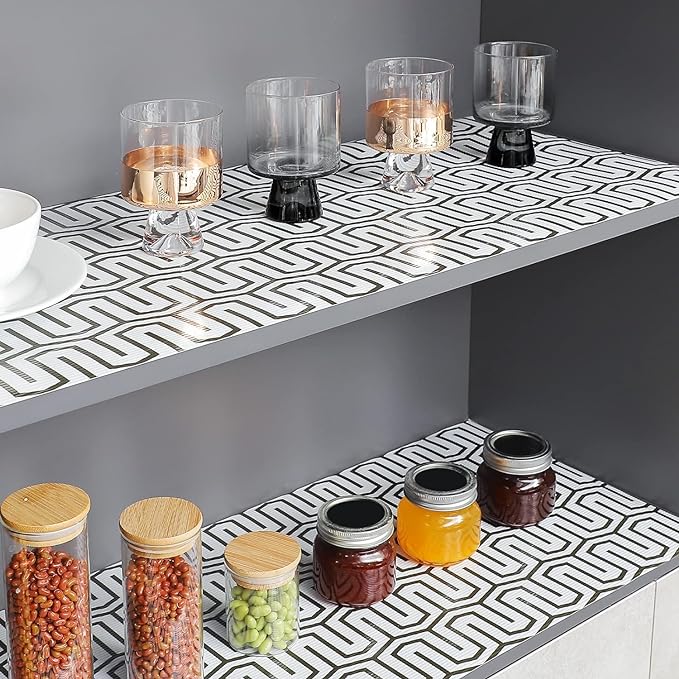 Shelf Liners for Kitchen Plastic - White Maze
