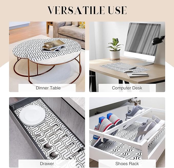 Shelf Liners for Kitchen Plastic - White Maze