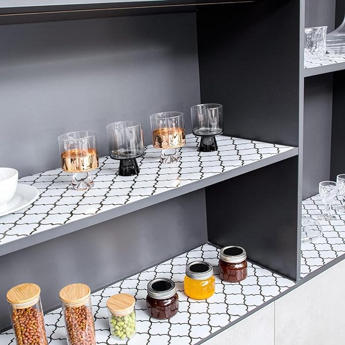 Shelf Liners for Kitchen Plastic - White Window